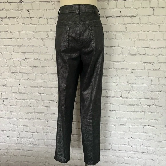 LAUNDRY by Shelli Segal Black Metallic Skinny Cropped Pants--EUC--8 - Picture 9 of 16
